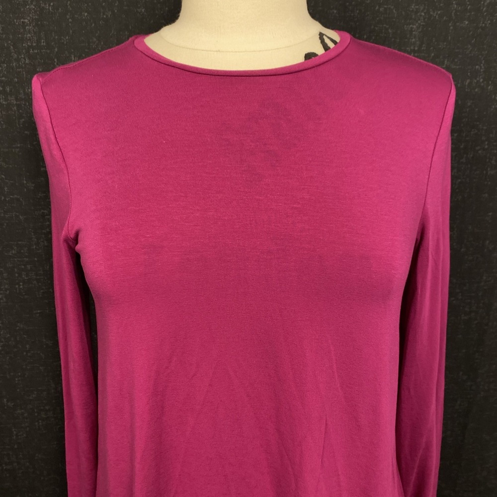 Eileen Fisher Tencel Fine Jersey Crew Neck‎ Basic Top Long Sleeve Burgundy XXS